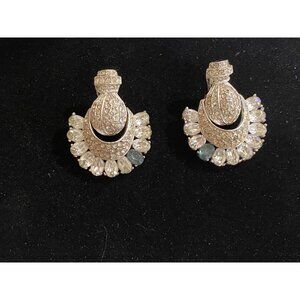 Vintage Rhinestone & Crystal Clip-On Earrings - Timeless Elegance & Sparkle For